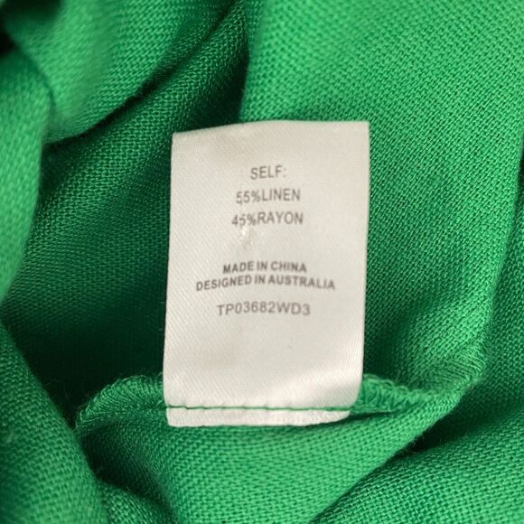 Meshiki Shirt Womens XS Green Linen Blend Oversized Button Shirt Relaxed Fit - Picture 8 of 8